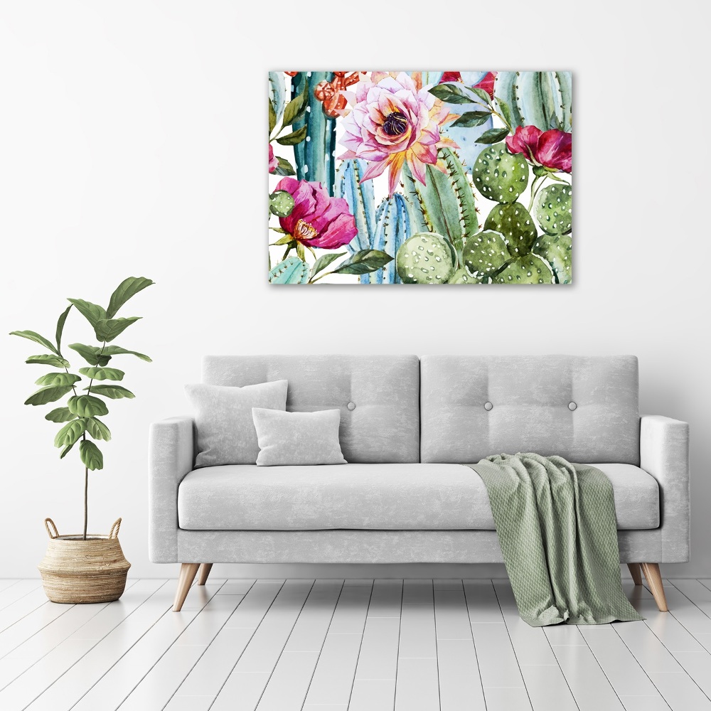 Tableau mural sur toile Cacti et fleurs