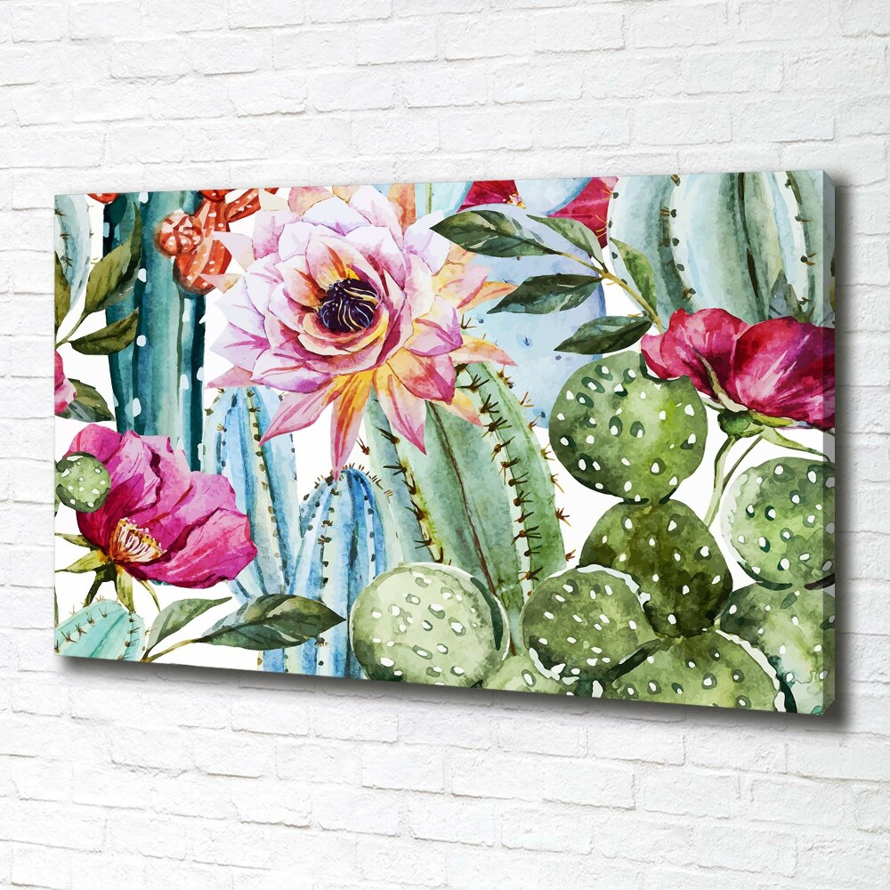 Tableau mural sur toile Cacti et fleurs