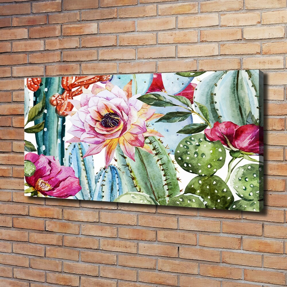 Tableau mural sur toile Cacti et fleurs