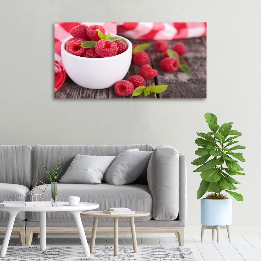 Tableau photo sur toile Framboises dans un bol