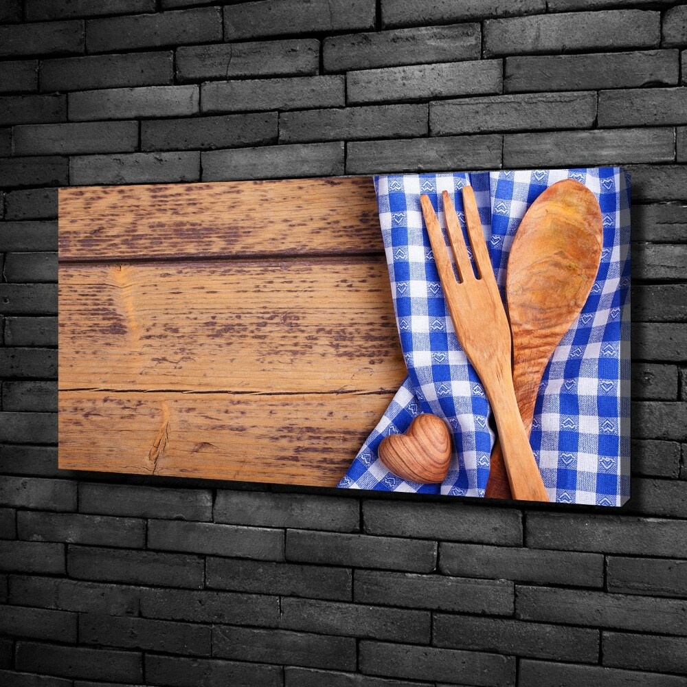 Tableau toile imprimée Couverts en bois