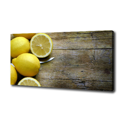 Tableau imprimé sur toile Citrons sur bois