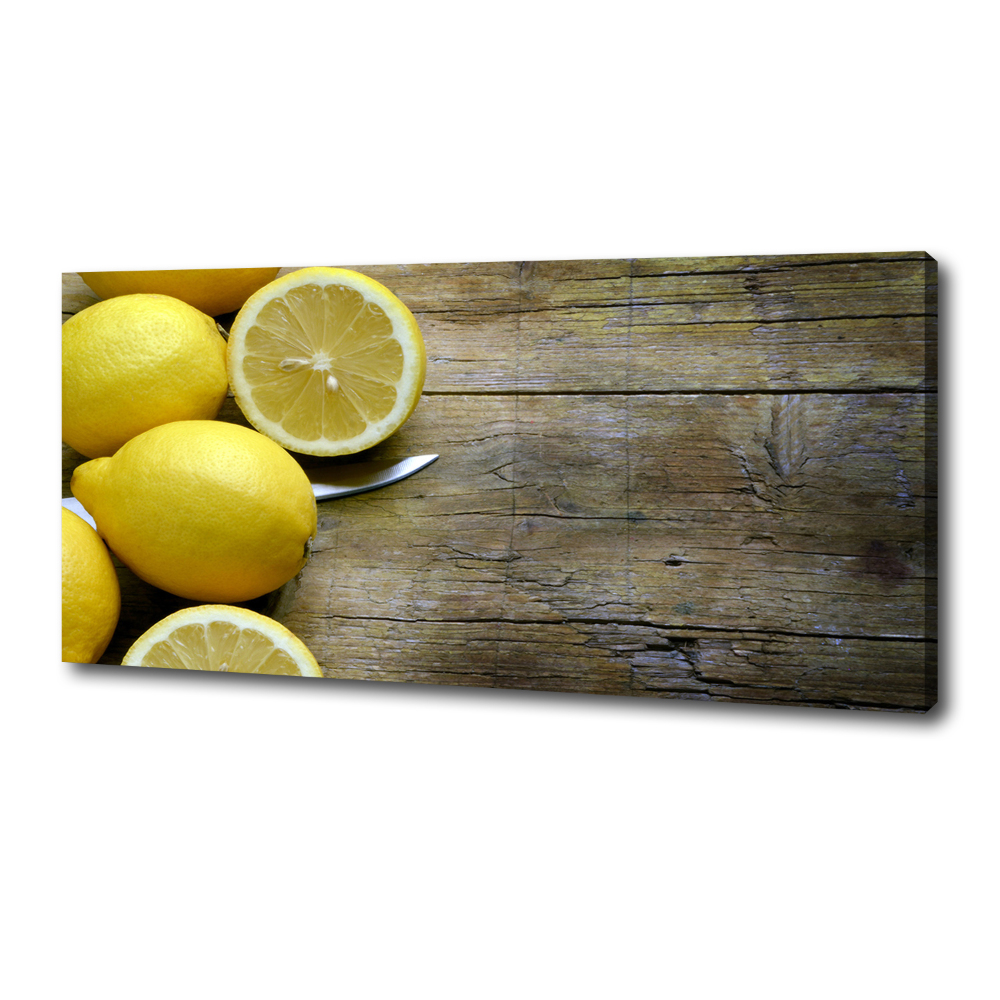 Tableau imprimé sur toile Citrons sur bois