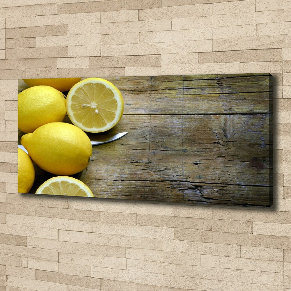 Tableau imprimé sur toile Citrons sur bois