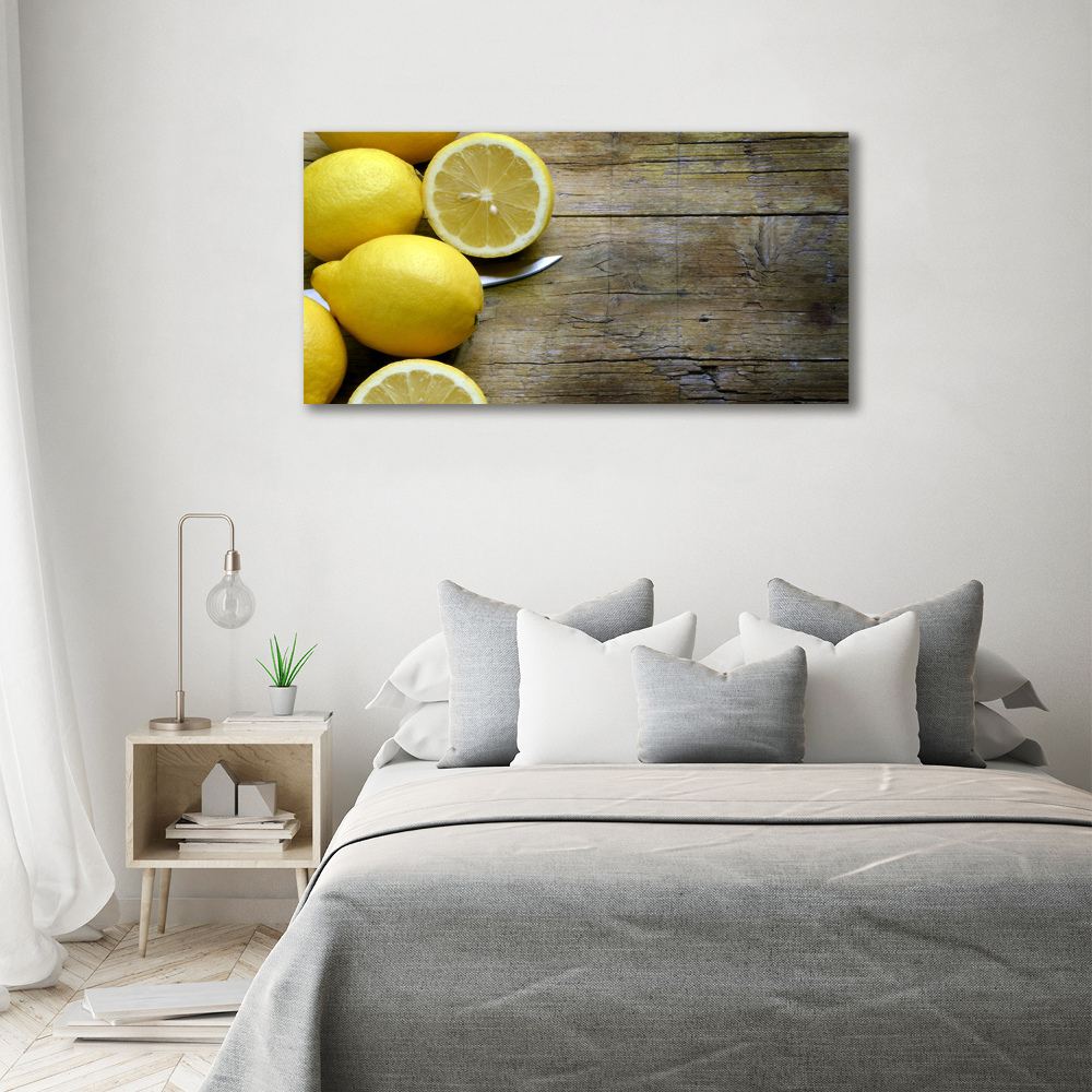 Tableau imprimé sur toile Citrons sur bois