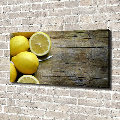 Tableau imprimé sur toile Citrons sur bois