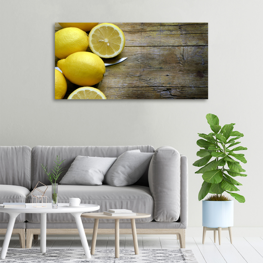 Tableau imprimé sur toile Citrons sur bois