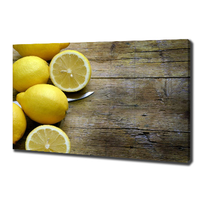 Tableau imprimé sur toile Citrons sur bois