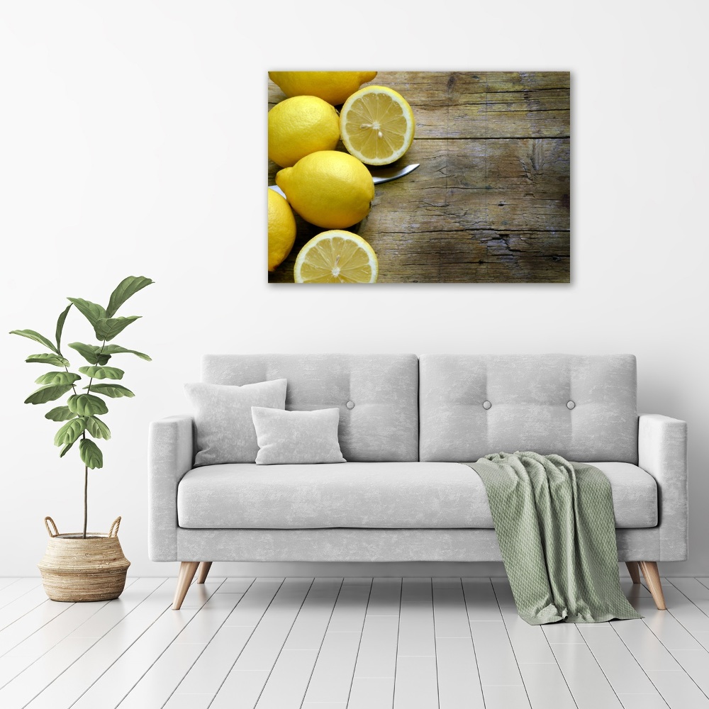 Tableau imprimé sur toile Citrons sur bois