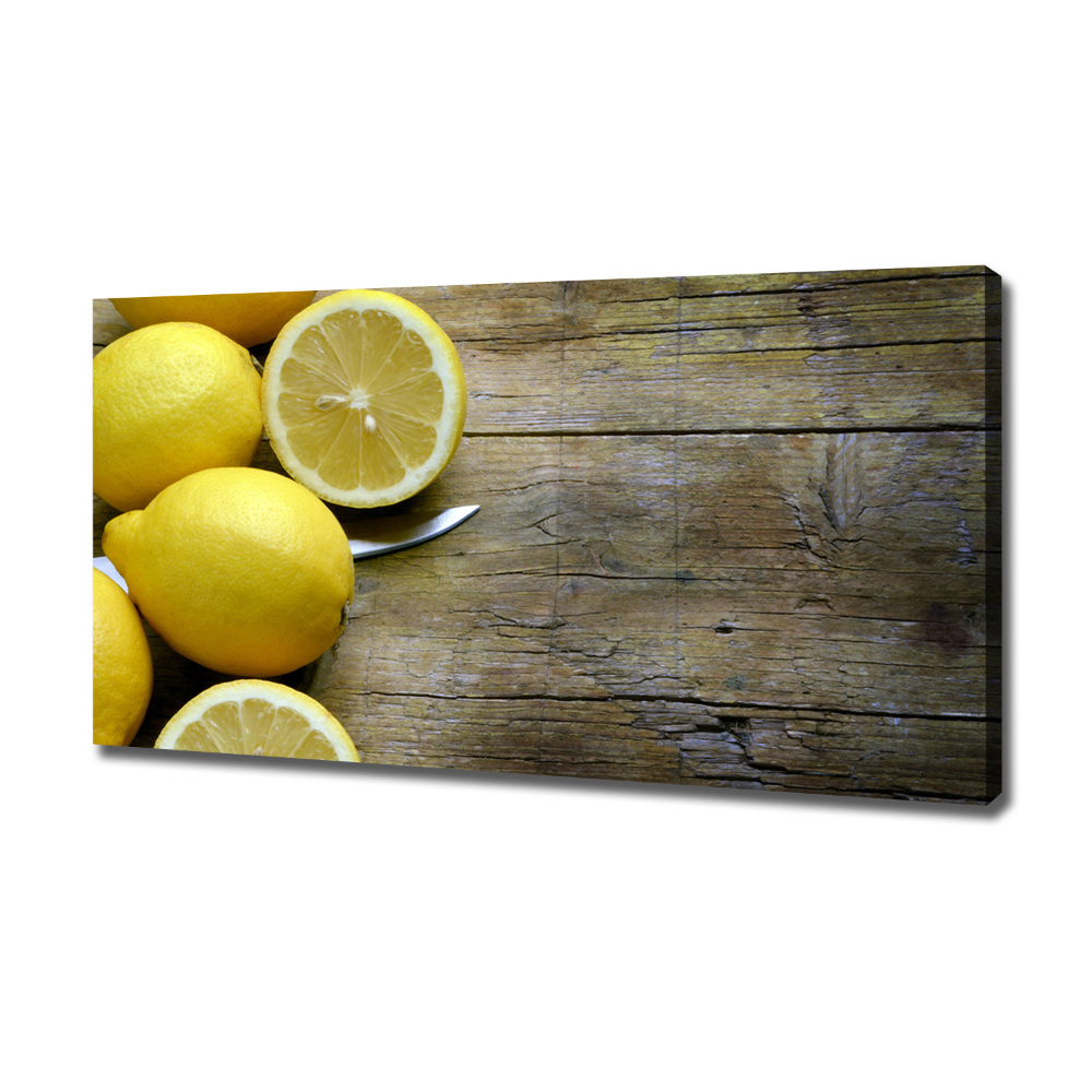 Tableau imprimé sur toile Citrons sur bois