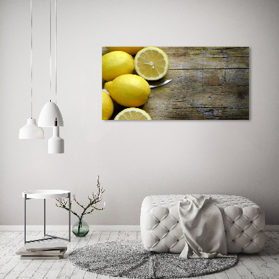 Tableau imprimé sur toile Citrons sur bois