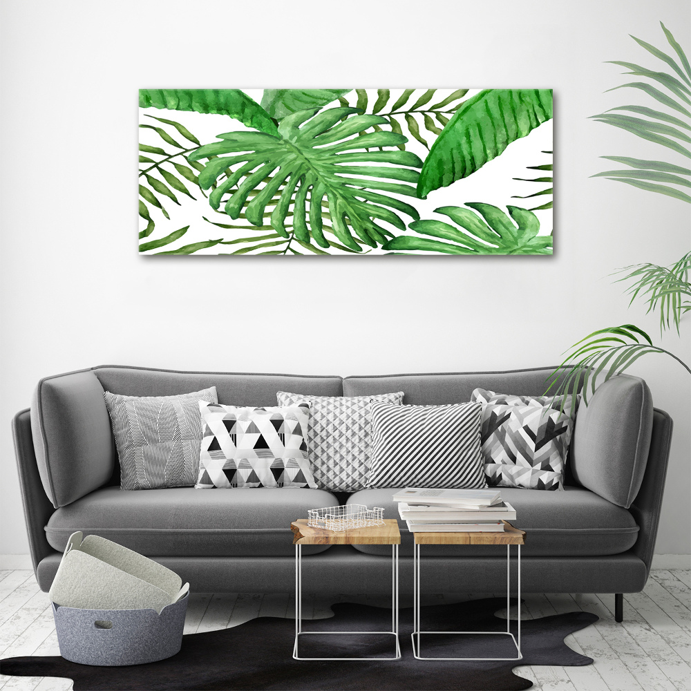 Tableau sur toile Feuilles tropicales vertes