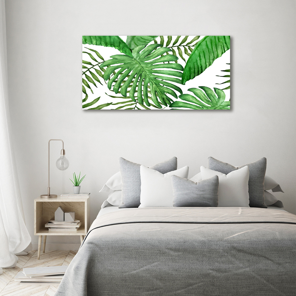 Tableau sur toile Feuilles tropicales vertes