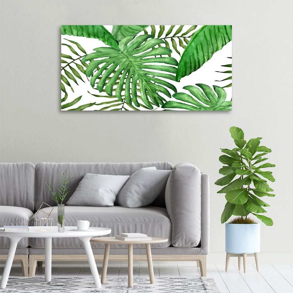 Tableau sur toile Feuilles tropicales vertes