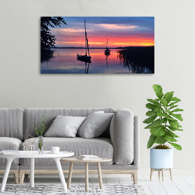 Tableau photo sur toile Voilier au coucher du soleil