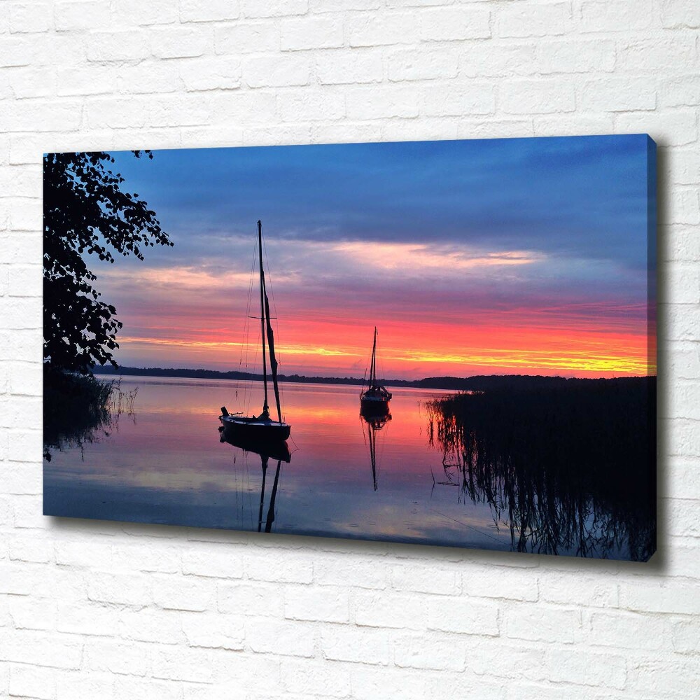 Tableau photo sur toile Voilier au coucher du soleil