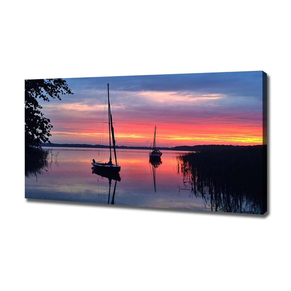 Tableau photo sur toile Voilier au coucher du soleil