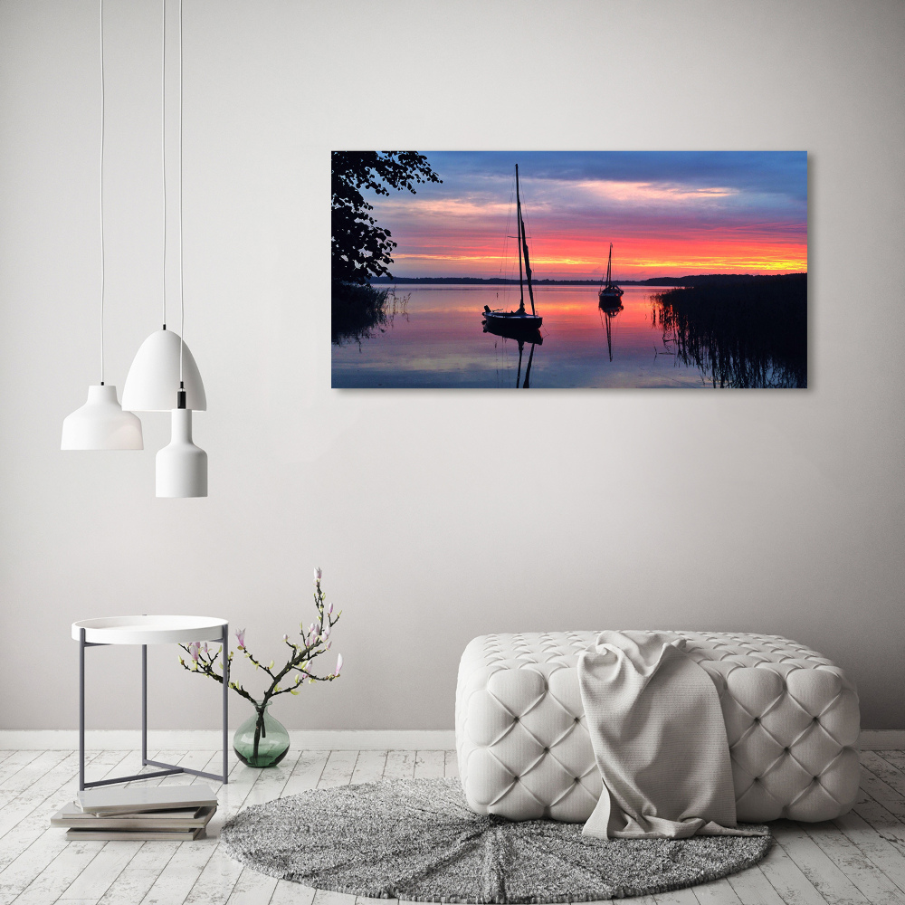 Tableau photo sur toile Voilier au coucher du soleil