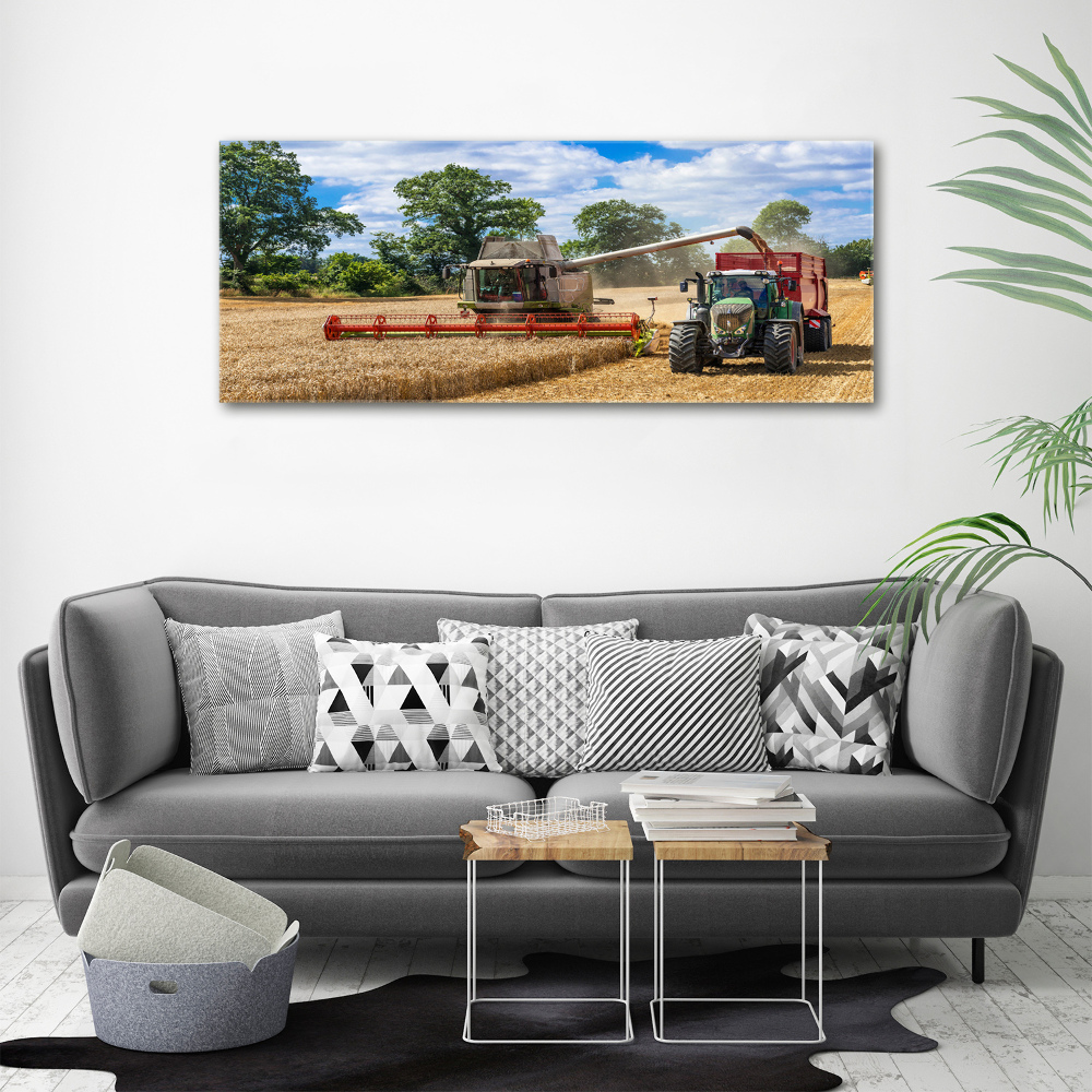 Tableau photo sur toile Moissonneuse-batteuse et tracteur