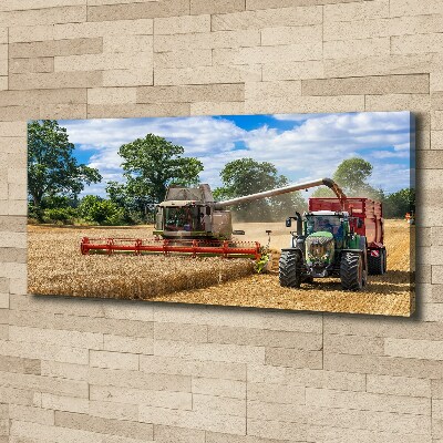 Tableau photo sur toile Moissonneuse-batteuse et tracteur