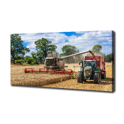 Tableau photo sur toile Moissonneuse-batteuse et tracteur