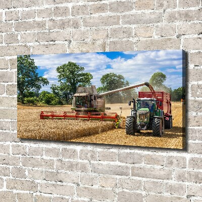 Tableau photo sur toile Moissonneuse-batteuse et tracteur