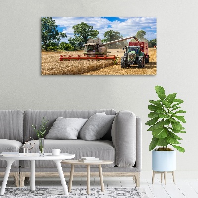 Tableau photo sur toile Moissonneuse-batteuse et tracteur