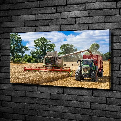 Tableau photo sur toile Moissonneuse-batteuse et tracteur