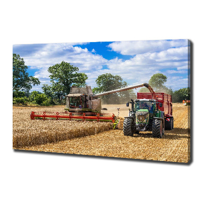 Tableau photo sur toile Moissonneuse-batteuse et tracteur