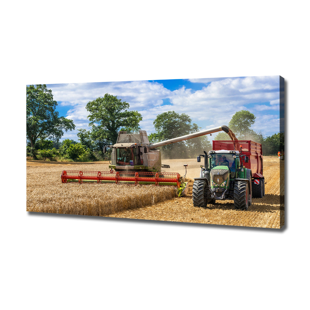 Tableau photo sur toile Moissonneuse-batteuse et tracteur