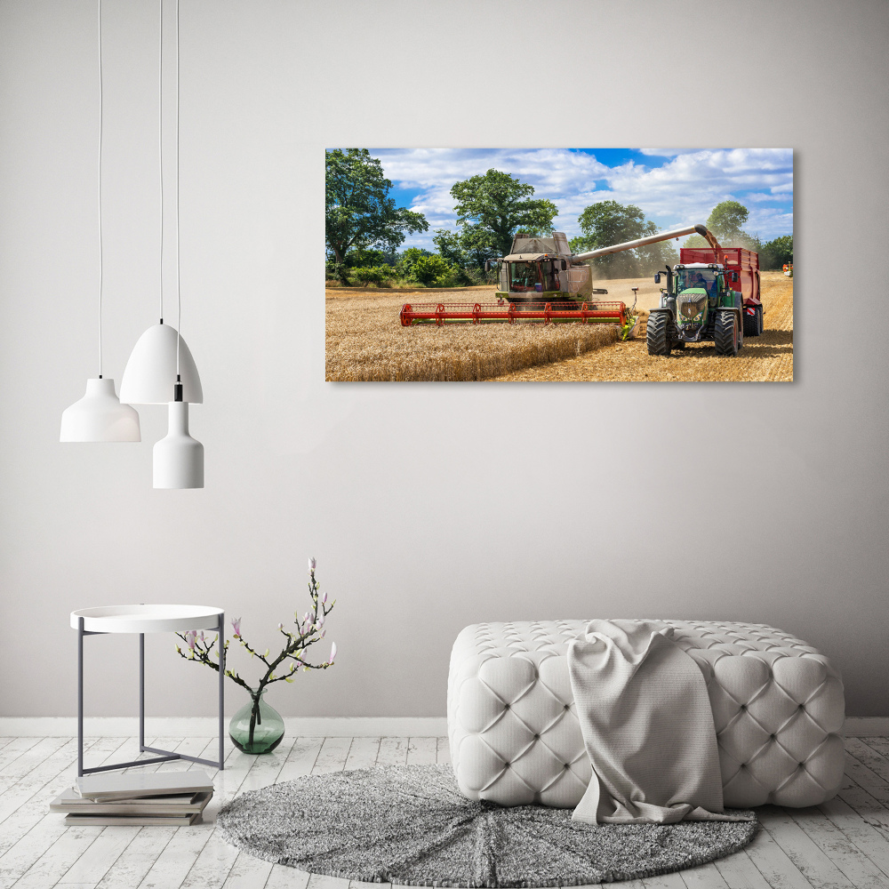 Tableau photo sur toile Moissonneuse-batteuse et tracteur