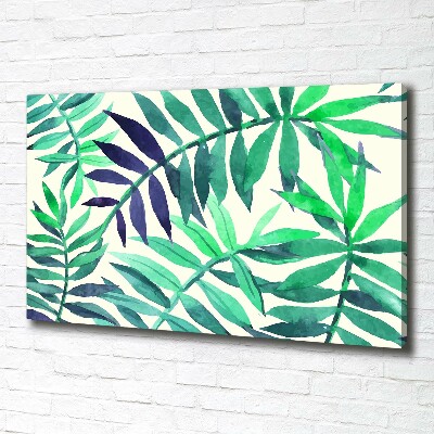 Tableau sur toile Feuilles peintes tropicales