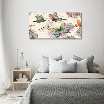 Tableau sur toile Papillons et fleurs