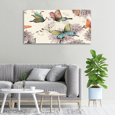 Tableau sur toile Papillons et fleurs