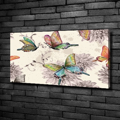 Tableau sur toile Papillons et fleurs