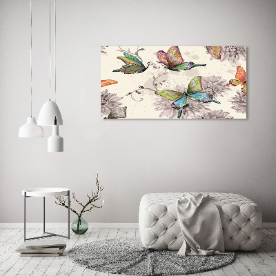 Tableau sur toile Papillons et fleurs