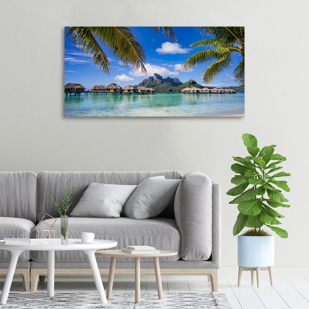 Tableau toile imprimée Palmiers à Bora Bora