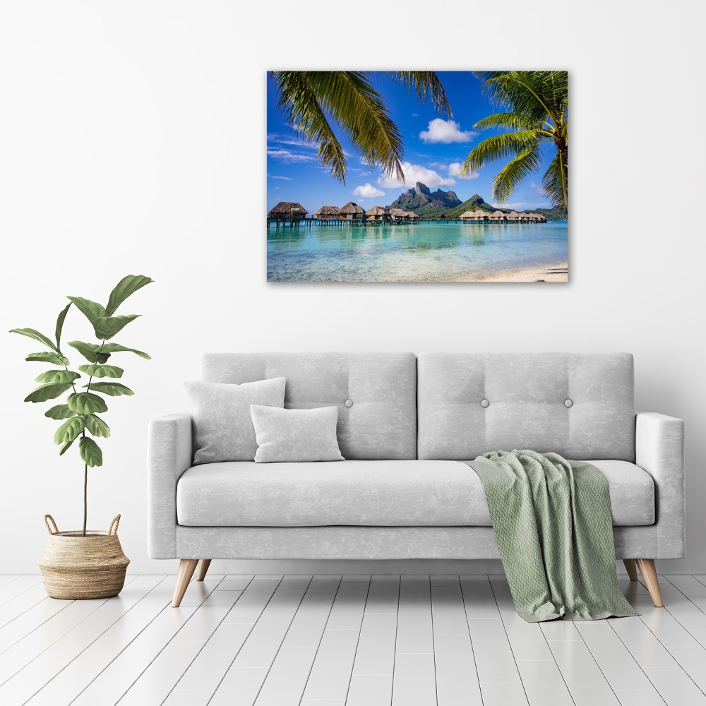 Tableau toile imprimée Palmiers à Bora Bora