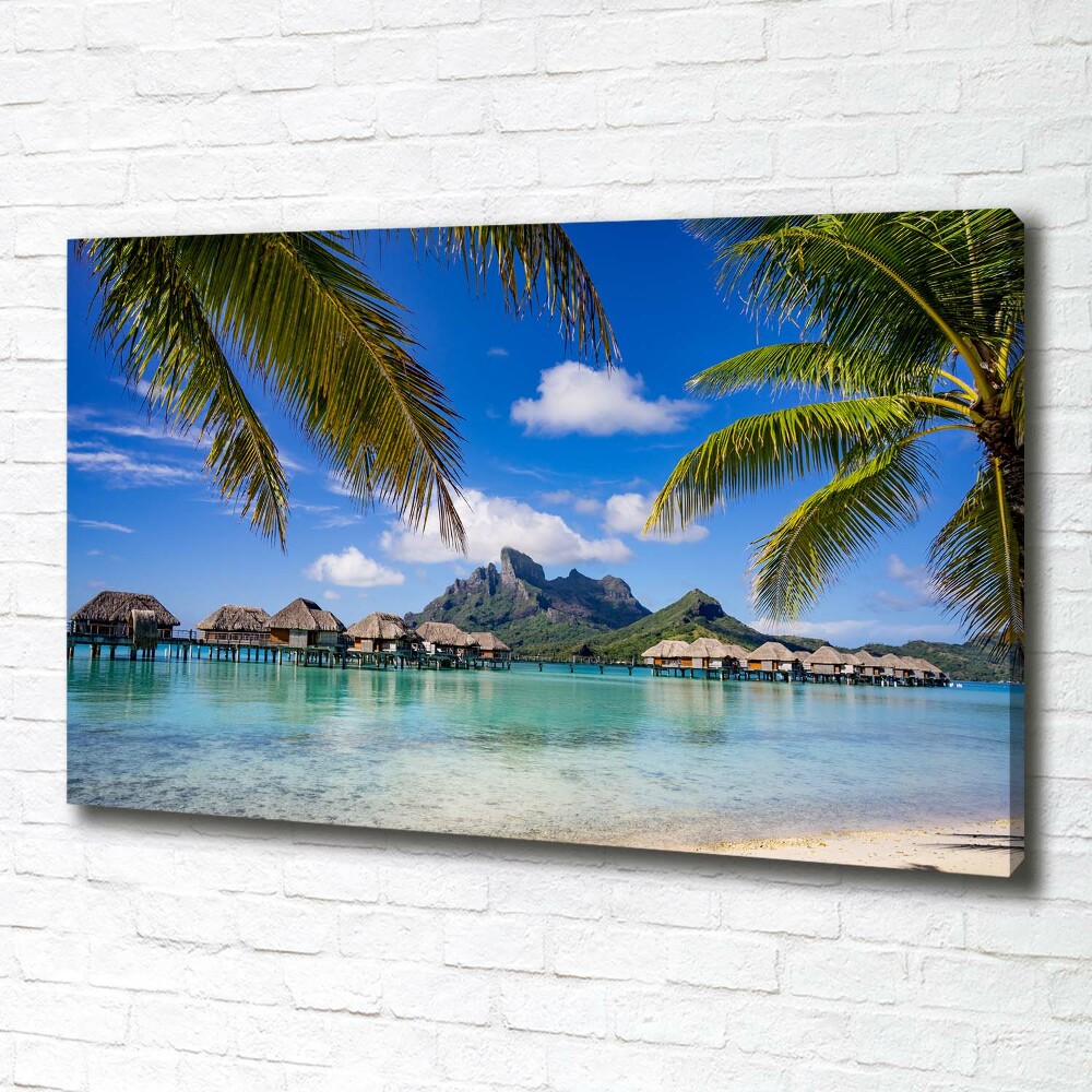 Tableau toile imprimée Palmiers à Bora Bora