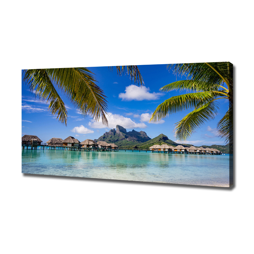 Tableau toile imprimée Palmiers à Bora Bora