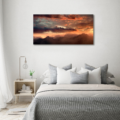 Tableau imprimé sur toile Coucher de soleil montagne