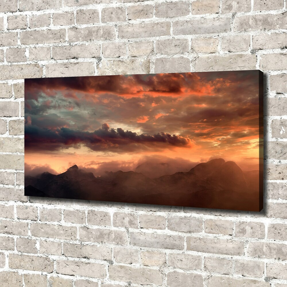 Tableau imprimé sur toile Coucher de soleil montagne