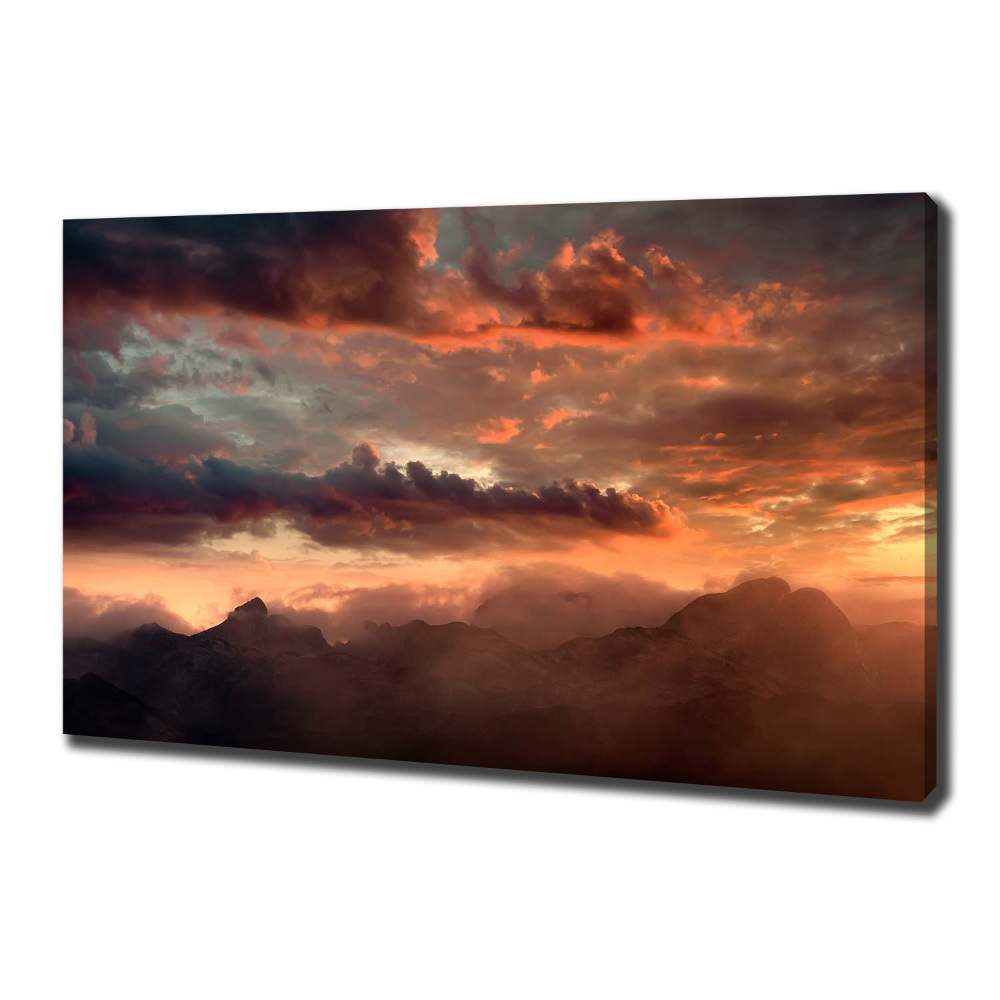 Tableau imprimé sur toile Coucher de soleil montagne