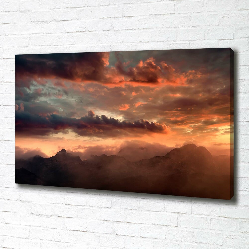 Tableau imprimé sur toile Coucher de soleil montagne