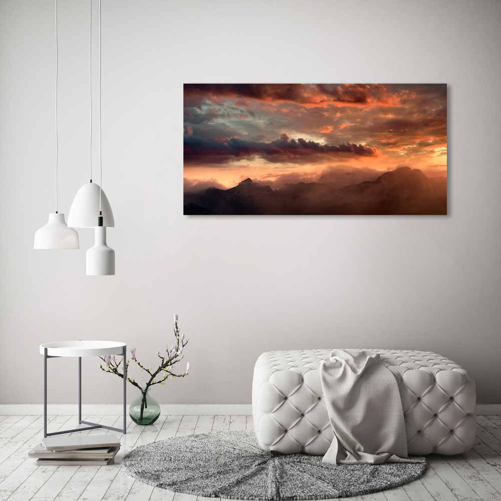 Tableau imprimé sur toile Coucher de soleil montagne