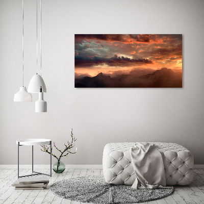 Tableau imprimé sur toile Coucher de soleil montagne