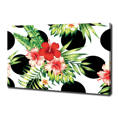 Tableau photo sur toile Fleurs hawaïennes points noirs