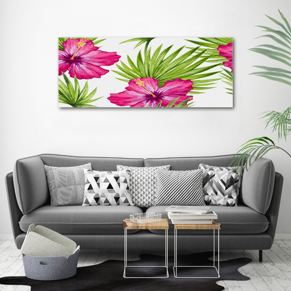 Tableau mural sur toile Fleurs hawaïennes roses