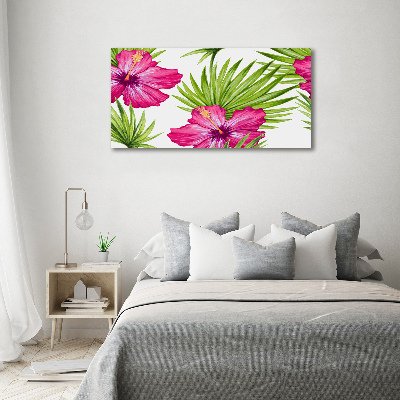 Tableau mural sur toile Fleurs hawaïennes roses