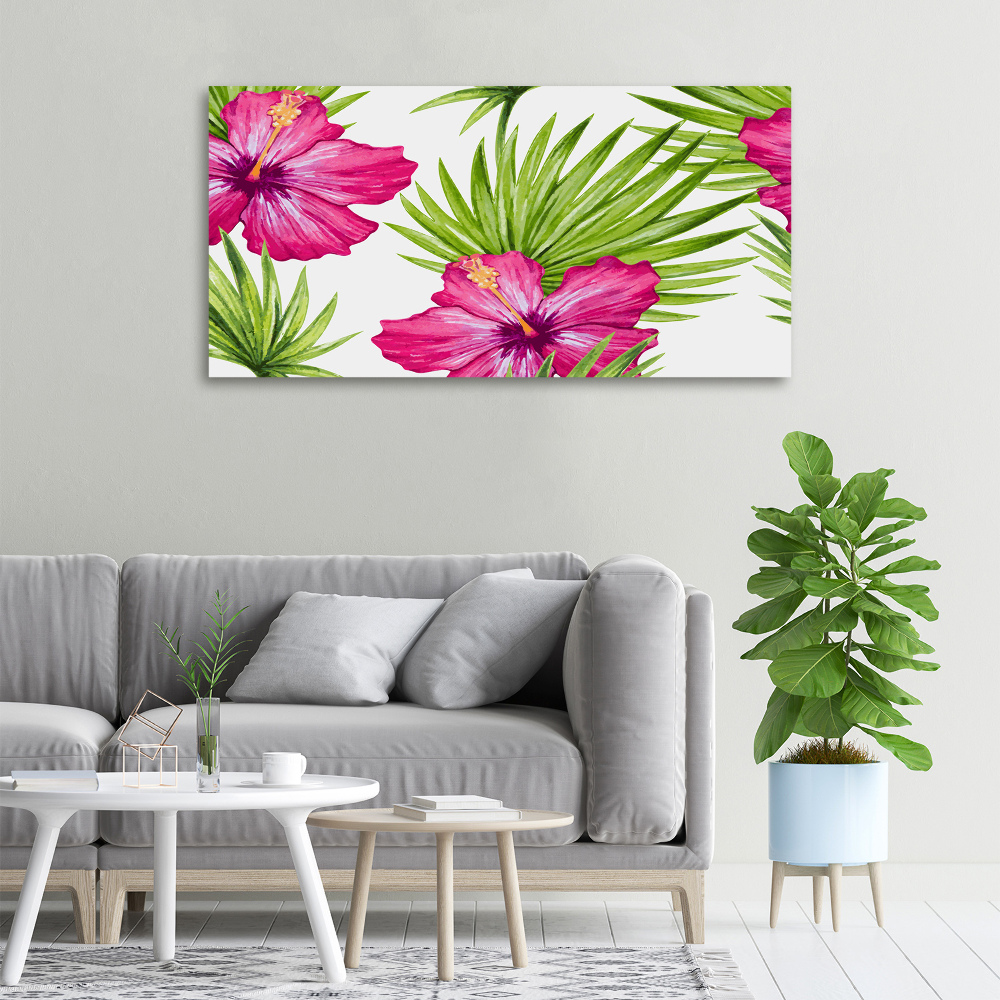 Tableau mural sur toile Fleurs hawaïennes roses